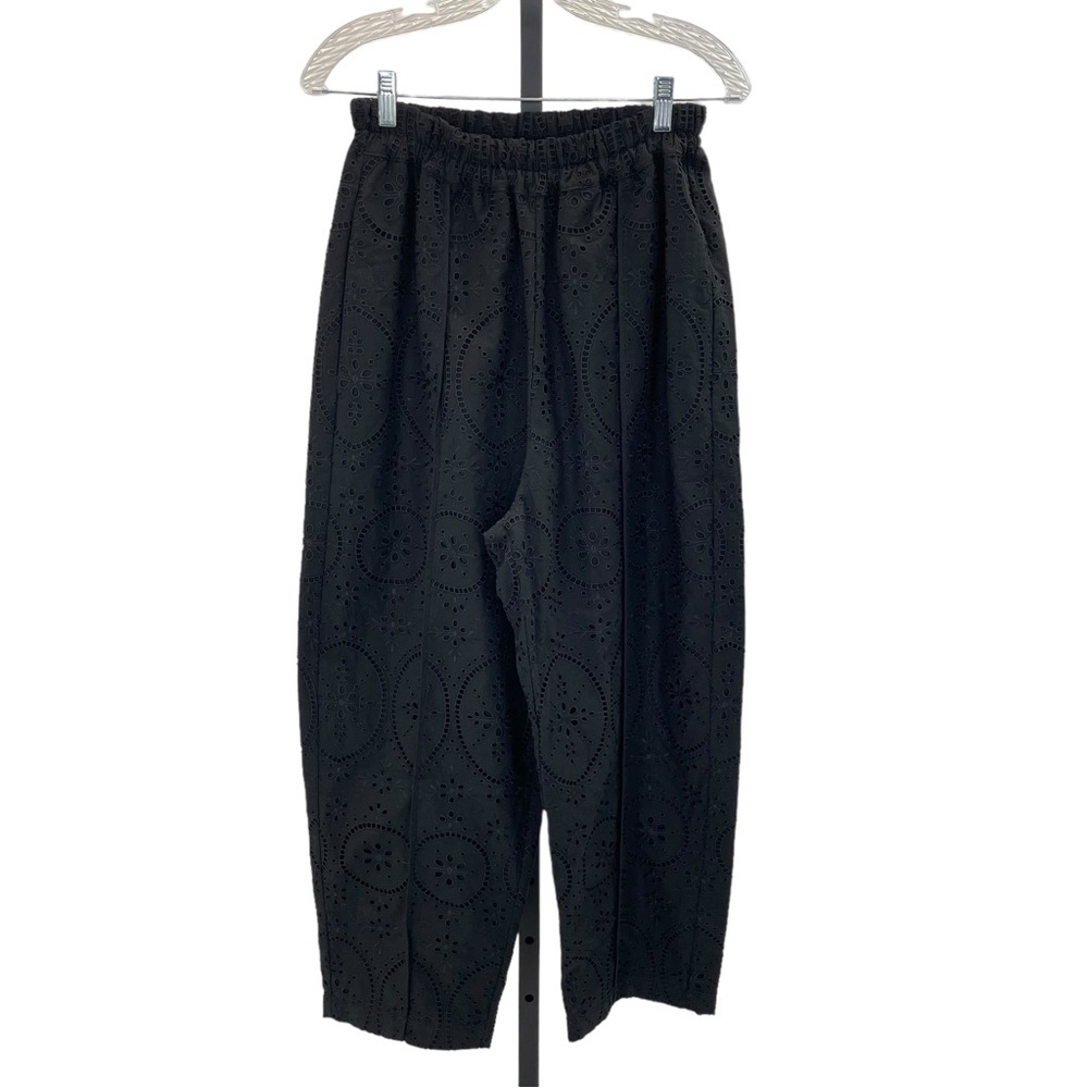 ❣️HP❣️Charo Ruiz NWOT Embroidered Eyelet Cotton Trousers Small Black - Picture 3 of 16